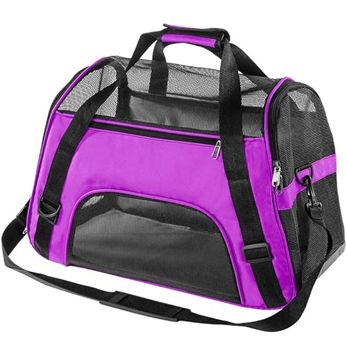 Pet Carrier Bag Fabric Folding Travel Bag for Dog Cat, Puppy Foldable Pet Bag (Purple) von KOOMAL