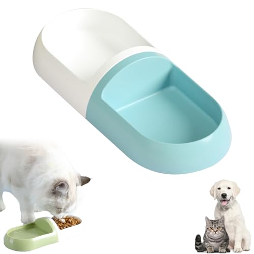 Plastic Double Bowl, Small Dogs Cats Pet Feeding Station (Blue) von KOOMAL