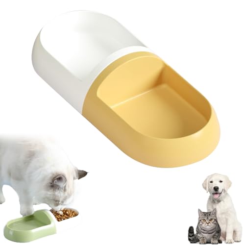 Plastic Double Bowl, Small Dogs Cats Pet Feeding Station (Yellow) von KOOMAL