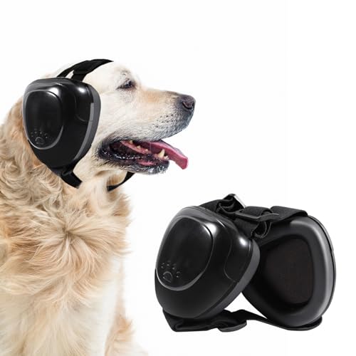 KOPBTBOY Ohrenschützer für Hunde, Gehörschutz für Hunde, Einstellbar Hunde Geräuschreduzierung Ohrenschützer, Schalldämmung und Geräuschreduzierung Gehörschutz für Hunde(schwarz, L) von KOPBTBOY