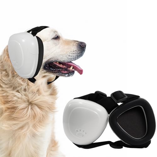 KOPBTBOY Ohrenschützer für Hunde, Gehörschutz für Hunde, Einstellbar Hunde Geräuschreduzierung Ohrenschützer, Schalldämmung und Geräuschreduzierung Gehörschutz für Hunde (weiß, L) von KOPBTBOY
