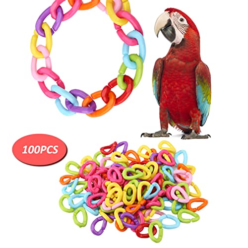 KOSDFOGE 100Pcs Plastic Bird C Clips Hooks Chain Links DIY Parrot Toys Mix Color for Small Parrots Parakeets and Other Small Animals von KOSDFOGE