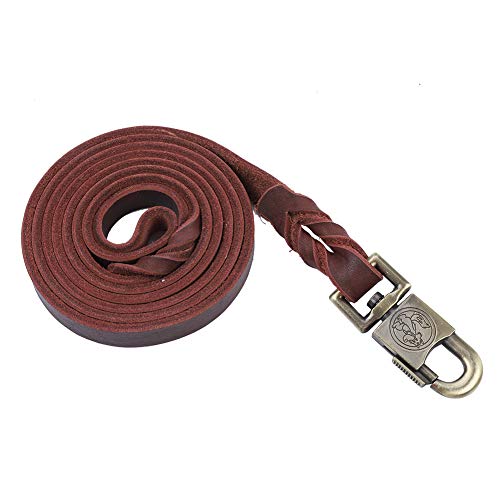 KOSDFOGE Leather Dog Training Strap for Large Dogs Sturdy and Smooth Metal Lock 1.85m Brown 6.1ft Length von KOSDFOGE