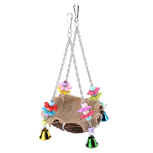 KOSDFOGE Rattan Nest Bird Hanging Toy Swing Perch Cage Hammock for Parrot Small Medium Birds (Small) von KOSDFOGE