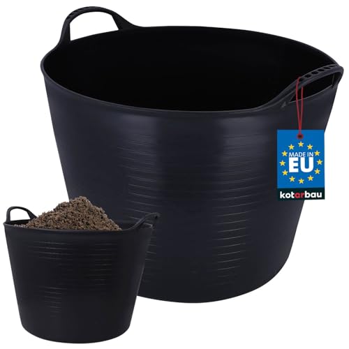 KOTARBAU® Elastischer Gummitrog 42L Schwarz mit Tragegriffen Universal Flexibler Gartenkorb von KOTARBAU