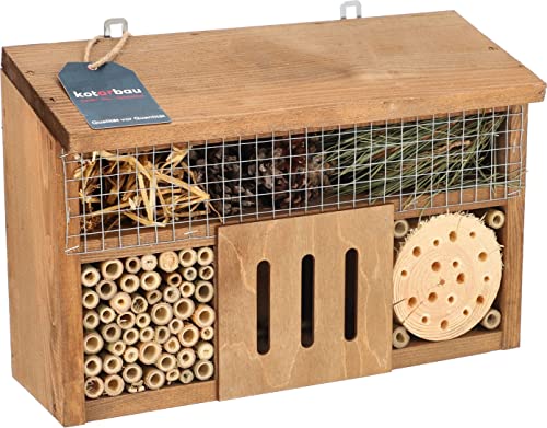 KOTARBAU® Insektenhaus aus Holz XXL Großes Insektenhotel für Osmien und Bienen 37 x 25 cm Für Bienen Florfliegen Marienkäfer Schmetterlinge von KOTARBAU