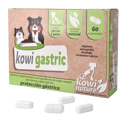 KOWINATURE Kowi Gastric Nahrungsergänzungsmittel und Nahrungsergänzungsmittel für Hunde und Katzen Jedes Alter und jede Rasse Natürliche Inhaltsstoffe Beitrag zu Ihrem Magenschutz Box 60 Kapseln von KOWI NATURE