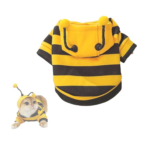 Bienenkostüm FüR Hunde, Pet Halloween Biene Hoodie, Warmes Winter Rollenspiel KostüM, Geeignet FüR Kleine Und Mittlere Haustiere von KPPFHBLI