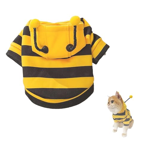 Bienenkostüm FüR Hunde, Pet Halloween Biene Hoodie, Warmes Winter Rollenspiel KostüM, Geeignet FüR Kleine Und Mittlere Haustiere von KPPFHBLI