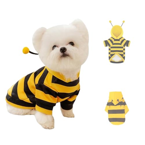 Bienenkostüm FüR Hunde, Pet Halloween Biene Hoodie, Warmes Winter Rollenspiel KostüM, Geeignet FüR Kleine Und Mittlere Haustiere von KPPFHBLI