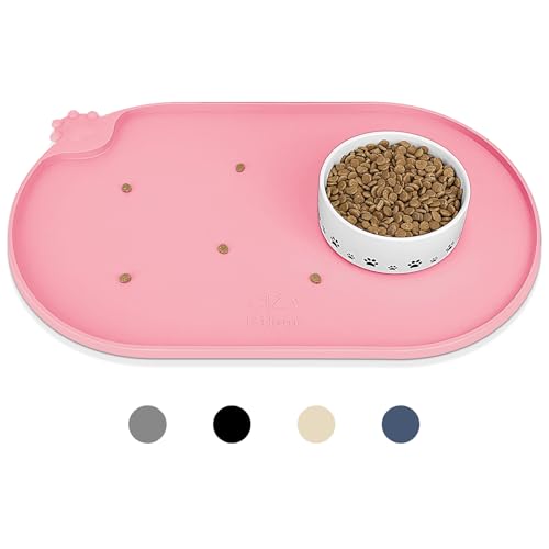 KPWACD Hundefuttermatte, rutschfest, für Futter und Wasser, hohe Lippen, wasserdichte Haustier-Platzdeckchen, verhindert unordentliches Verschütten auf dem Boden, Silikon-Welpen-Tabletts für große, von KPWACD