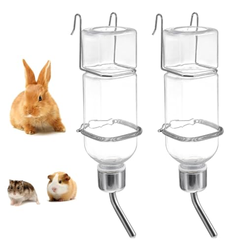 Kaninchen Trinkflasche mit Halter, Kaninchen Wasserflaschen, 350ml Kaninchen Trinkflasche, Hängende Haustiere Wasserflaschen für Kaninchen, Meerschweinchen, Hamster, Chinchillas (2Pack) von KQLHLHDYZ