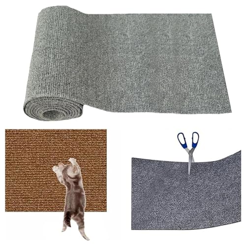 Katzenkratzmatte, Selbstklebende Katzenkratzmatte, DIY zuschneidbarer Teppich, Katzenkratzbrett, Katzenkratzwanddecke, Katzenwand-Katzenkratzmatte (Light Gray,30cm) von KQLULU