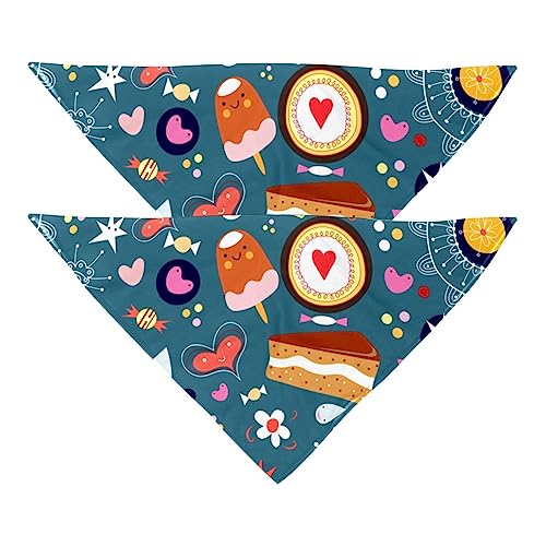 2er-Pack Bandana-Set für Besitzer und Hund, Bandana oder Schal-Set für Mama/Papa des Haustiers, passende Bandanas für die Familie,Cartoon Kissen Eiscreme Blumen Stern von KQNZT