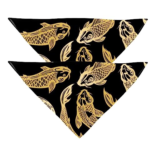 Haustier-Bandanas-Set, 2er-Pack Hundeschal-Lätzchen für Besitzer Kleiner, mittelgroßer und großer Hunde und Katzen,Goldenes Tier Koi von KQNZT