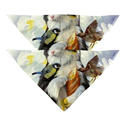 Haustier-Bandanas-Set, 2er-Pack Hundeschal-Lätzchen für Besitzer Kleiner, mittelgroßer und großer Hunde und Katzen,Tier Katze Vogel Gänseblümchen Blume von KQNZT