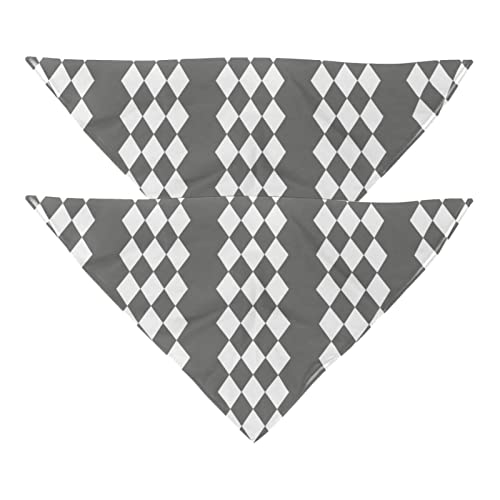 Hundehalstücher, 2er-Pack Haustierschal, Haustierzubehör, süße Welpenhalstücher,Klassisches Diamond Check Argyle Parten Grey von KQNZT