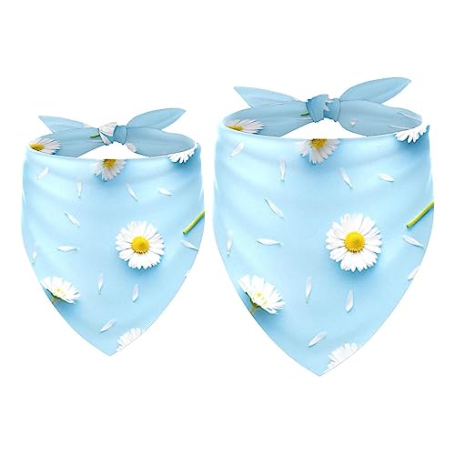 Hundehalstücher im 2er-Pack, dreieckiger Haustierschal, transparenter Chiffon-Stoff, Halstuch für kleine, mittelgroße und große Hunde und Katzen,Kamille Gänseblümchen Blumen Reizendes Blumen von KQNZT