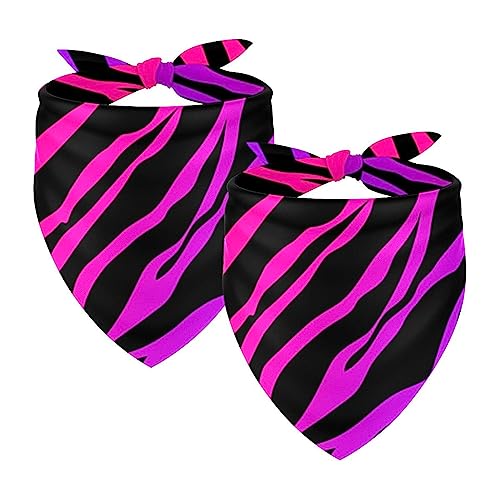 Hundehalstücher im 2er-Pack, dreieckiger Haustierschal, transparenter Chiffon-Stoff, Halstuch für kleine, mittelgroße und große Hunde und Katzen,Rosa lila Zebra Druck von KQNZT