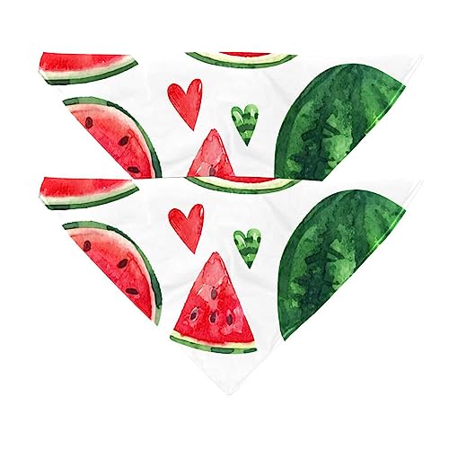 Passendes Bandana für Haustier und Besitzer, 2er-Pack, hochwertiger, transparenter Chiffon-Stoff, verstellbare Passform, kühlend,Aquarell Frucht Wassermelone reizendes Herz von KQNZT