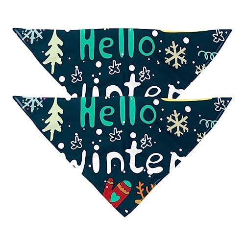 Passendes Bandana für Haustier und Besitzer, 2er-Pack, hochwertiger, transparenter Chiffon-Stoff, verstellbare Passform, kühlend,Cartoon Hallo Winter Schnee Schnee Elch von KQNZT