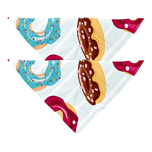 Passendes Bandana für Haustier und Besitzer, 2er-Pack, hochwertiger, transparenter Chiffon-Stoff, verstellbare Passform, kühlend,Donut Cartoon Essen von KQNZT