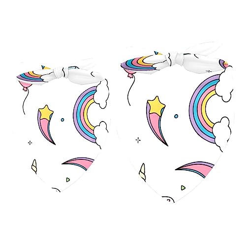 Passendes Bandana für Haustier und Besitzer, 2er-Pack, hochwertiger, transparenter Chiffon-Stoff, verstellbare Passform, kühlend,Einhorn Karikatur Regenbogen Diamant von KQNZT