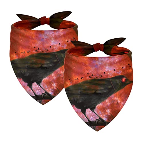 Passendes Bandana für Haustier und Besitzer, 2er-Pack, hochwertiger, transparenter Chiffon-Stoff, verstellbare Passform, kühlend,Galaxie Krähe Mond Rotes Universum Milchstraße von KQNZT