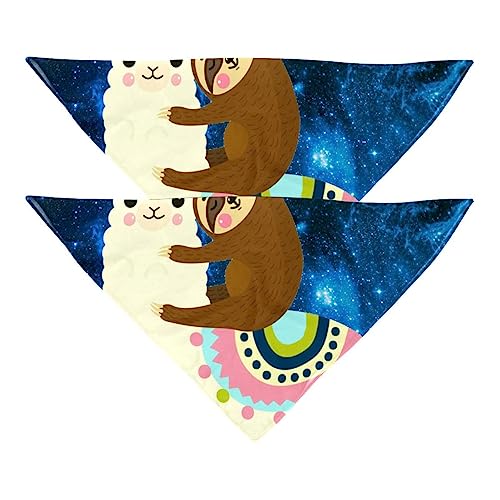 Passendes Bandana für Haustier und Besitzer, 2er-Pack, hochwertiger, transparenter Chiffon-Stoff, verstellbare Passform, kühlend,Galaxy Stars Lama Faultier Tiere von KQNZT