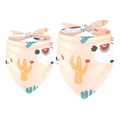 Passendes Bandana für Haustier und Besitzer, 2er-Pack, hochwertiger, transparenter Chiffon-Stoff, verstellbare Passform, kühlend,Lama Kaktus Karikatur reizendes Tier von KQNZT