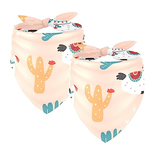 Passendes Bandana für Haustier und Besitzer, 2er-Pack, hochwertiger, transparenter Chiffon-Stoff, verstellbare Passform, kühlend,Lama Kaktus Karikatur reizendes Tier von KQNZT