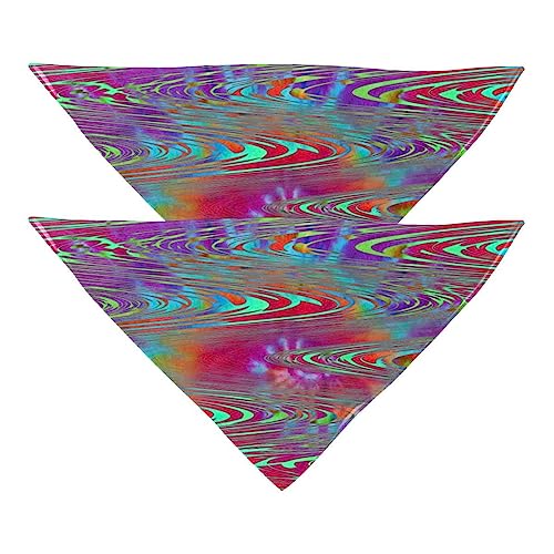 Passendes Bandana für Haustier und Besitzer, 2er-Pack, hochwertiger, transparenter Chiffon-Stoff, verstellbare Passform, kühlend,Psyche Kräuselungs Wellen abstrakte Kunst Regenbogen Bindungs Färbung von KQNZT