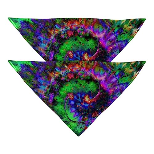 Passendes Bandana für Haustier und Besitzer, 2er-Pack, hochwertiger, transparenter Chiffon-Stoff, verstellbare Passform, kühlend,Psyche Krawatten Strudel Regenbogen Kreis von KQNZT