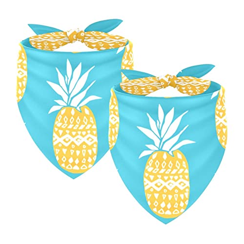 Passendes Bandana für Haustier und Besitzer, 2er-Pack, hochwertiger, transparenter Chiffon-Stoff, verstellbare Passform, kühlend,Tropische Frucht Ananas Karikatur modern von KQNZT