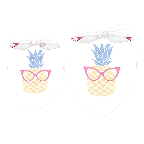 Passendes Bandana für Haustier und Besitzer, 2er-Pack, hochwertiger, transparenter Chiffon-Stoff, verstellbare Passform, kühlend,Tropische Frucht Ananas Karikatur reizendes Muster von KQNZT