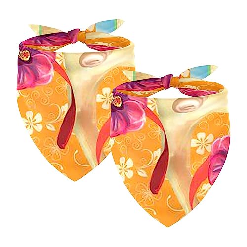 Passendes Bandana für Haustier und Besitzer, 2er-Pack, hochwertiger, transparenter Chiffon-Stoff, verstellbare Passform, kühlend,Willkommener Sommer Hawaii Strand Ozean von KQNZT