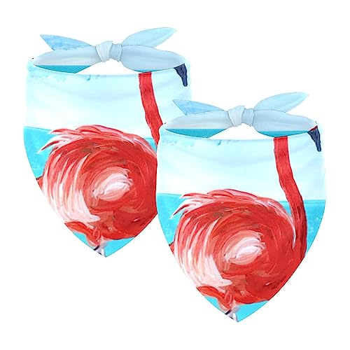 Passendes Bandana für Haustier und Besitzer, 2er-Pack, hochwertiger, transparenter Chiffon-Stoff, verstellbare Passform, kühlend,Willkommener Sommer Ozean Strand Flamingo Hawaii von KQNZT