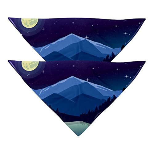 Passendes Bandana für Haustier und Besitzer, 2er-Pack, hochwertiger, transparenter Chiffon-Stoff, verstellbare Passform, kühlend,Wolf Cartoon Landschaft Nacht Mond von KQNZT