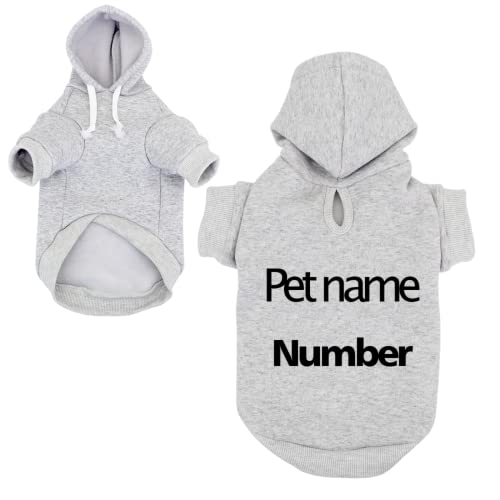 Personalisierte Hundekleidung,Hundemantel Für Kleine Hunde,Hundemantel Winter,Hunde Hoodie,Hunde Klamotten,Hunde Pulli (L,grau) von KRD