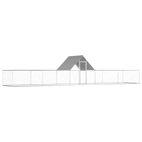 Hühnerstall Praktische Geräumige, Hühnerstall 10x2x2 m Verzinkter Stahl mit wasserdichtem Dach + Drahtgitters + langlebig Wird + abschließbare Tür mit Riegeln von KRHINO