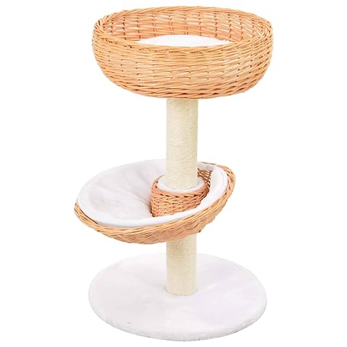 Katzenbaum für Grosse Katzen stabil groß Sisal-Kratzstangen, Katzen-Kratzbaum Sisal Natürliches Weidenholz Katzenbaum Katzenmöbel Spielbaum für kleine Katzen von KRHINO