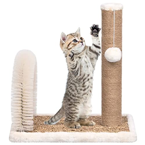 Katzenbaum für Grosse Katzen stabil groß Sisal-Kratzstangen, Katzenbaum mit Fellpflegebogen und Kratzsäule Katzenbaum Katzenmöbel Spielbaum für kleine Katzen von KRHINO