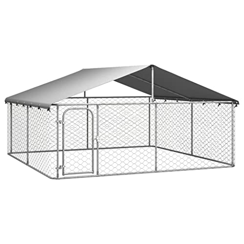 Outdoor-Hundezwinger Vielseitige, Outdoor-Hundezwinger mit Dach 300x300x150 cm Robusten und strapazierfähigen verzinkten Stahlkonstruktion für Spiel, Sport, Training von KRHINO