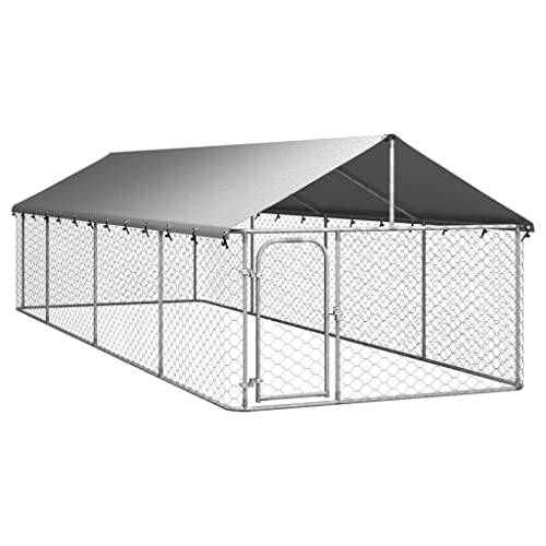 Outdoor-Hundezwinger Vielseitige, Outdoor-Hundezwinger mit Dach 600x200x150 cm Robusten und strapazierfähigen verzinkten Stahlkonstruktion für Spiel, Sport, Training von KRHINO