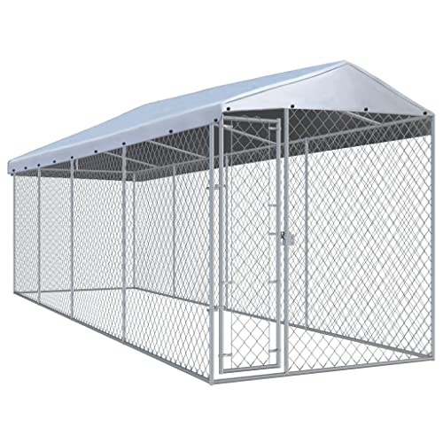 Vielseitige Hundehütte, Outdoor-Hundezwinger mit Überdachung 760x190x225 cm Geräumig Genug + Gleichzeitiger Belüftung + robusten und hochwertigen + Verschließbaren Türverschlusssystems von KRHINO