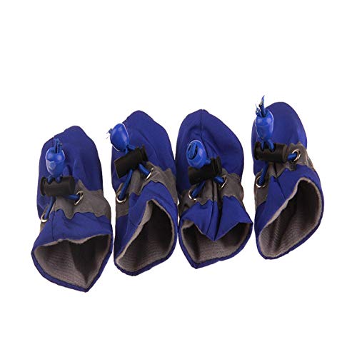 Hundeschuhe,Dog Boots 4 stücke wasserdichte Winter Hund Hund Schuhe rutschfeste Regen Schnee Stiefel dick warm für kleine Katzen Hunde welpen Hund socken Booties Schuhe (Color : Normal Blue, Size : von KRIECK