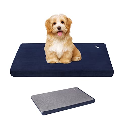 KROSER Hundebett Kleine Hunde Hundematte 61x46CM, Wendbares Tierbett (Warm und kühl) Hundematte Waschbar Kuscheliges Hundebett Hunde Decke Hundematratze für Kleine Hunde und Katzen bis zu 11Kg, Blau von KROSER