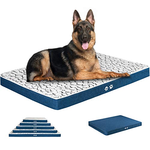 KROSER Hundebett Grosse Hunde 122x76x7.6cm, Hundebett Wasserdicht Wendbare Hundematratze mit Waschbarem Bezug Kühl und Warm, Weiches Hundekissen Flauschige Hundebett Matte von KROSER