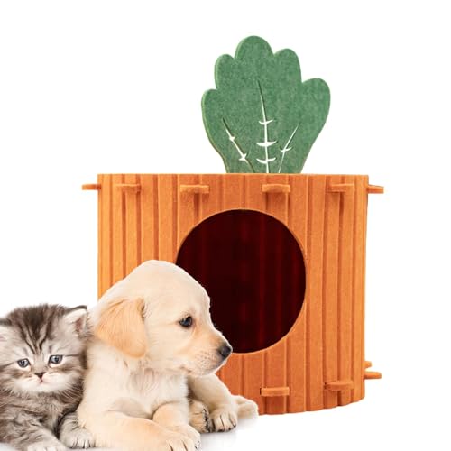 KSHSAA Katzenversteck – halbgeschlossenes Katzenhaus in Karottenform, kleine und große Katzen, kratzfestes Hausbett mit Geräuschreduzierung für Wohnzimmer, Garten, Schlafzimmer von KSHSAA