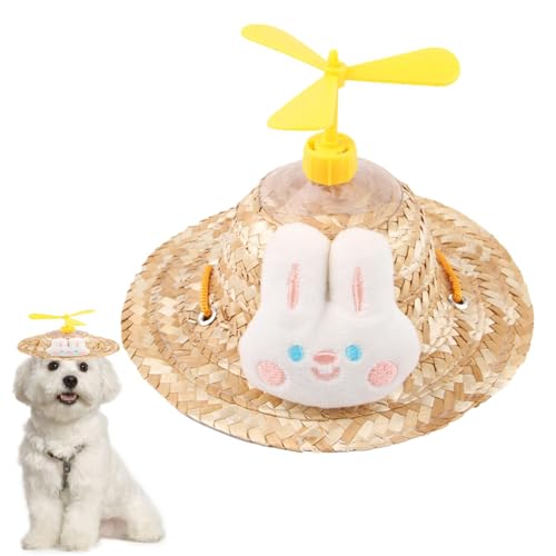 KSHSAA Sombrero-Hut für Hunde, gewebte Strohkappen mit Propellern, für Welpen, Sonnenhut, kleine Hunde, Sombrero-Hut, mexikanische Party, Foto-Requisite für kleine Hunde, Welpen, Katzen von KSHSAA